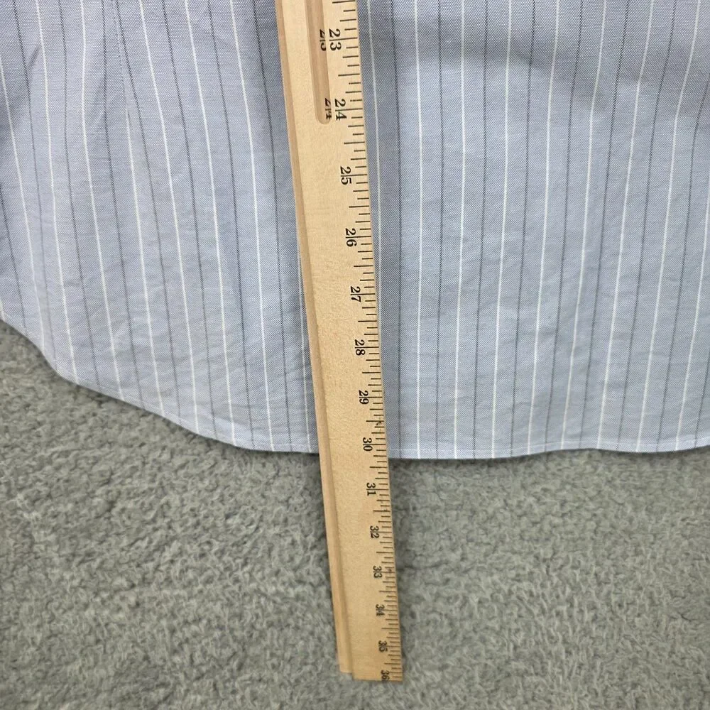 Brooks Brothers Dress Shirt Men's 16.5 34 Blue Stripe Milano Made in USA